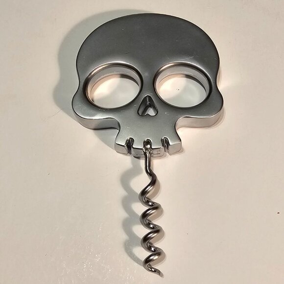 Fred Bar Bones Corkscrew Solid Silver Colored Skull Head Corkscrew 5" x 2.75" - Picture 3 of 6